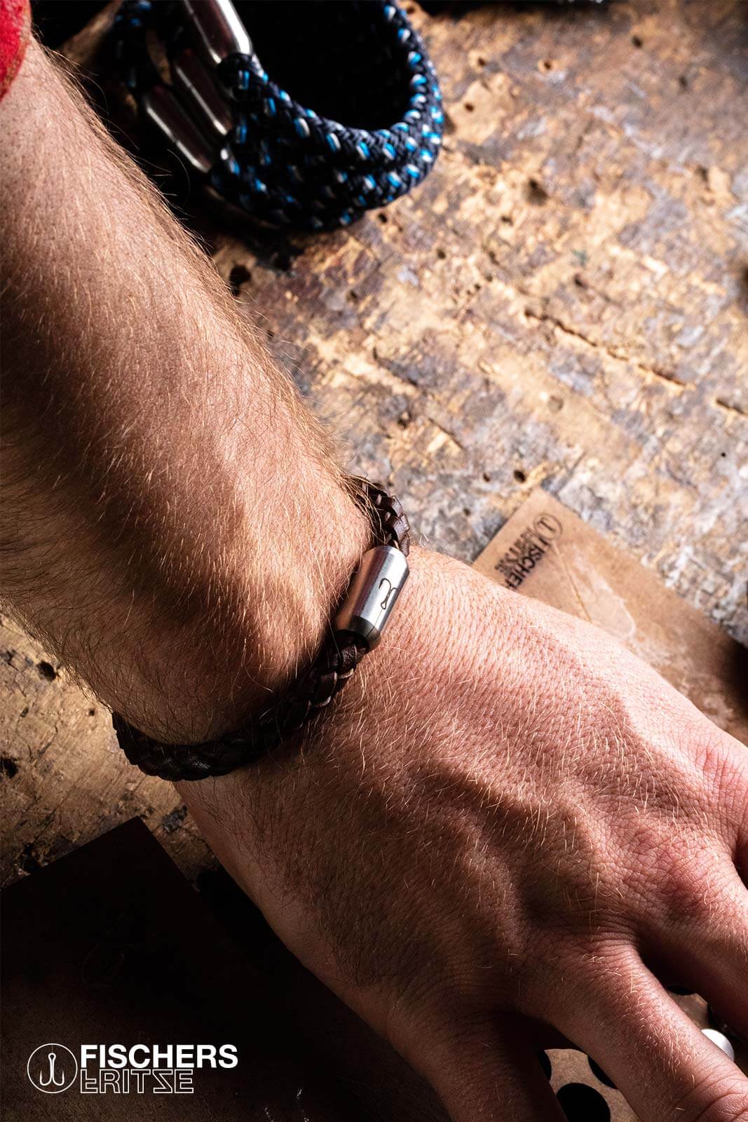 Leather crab fine - brown braided