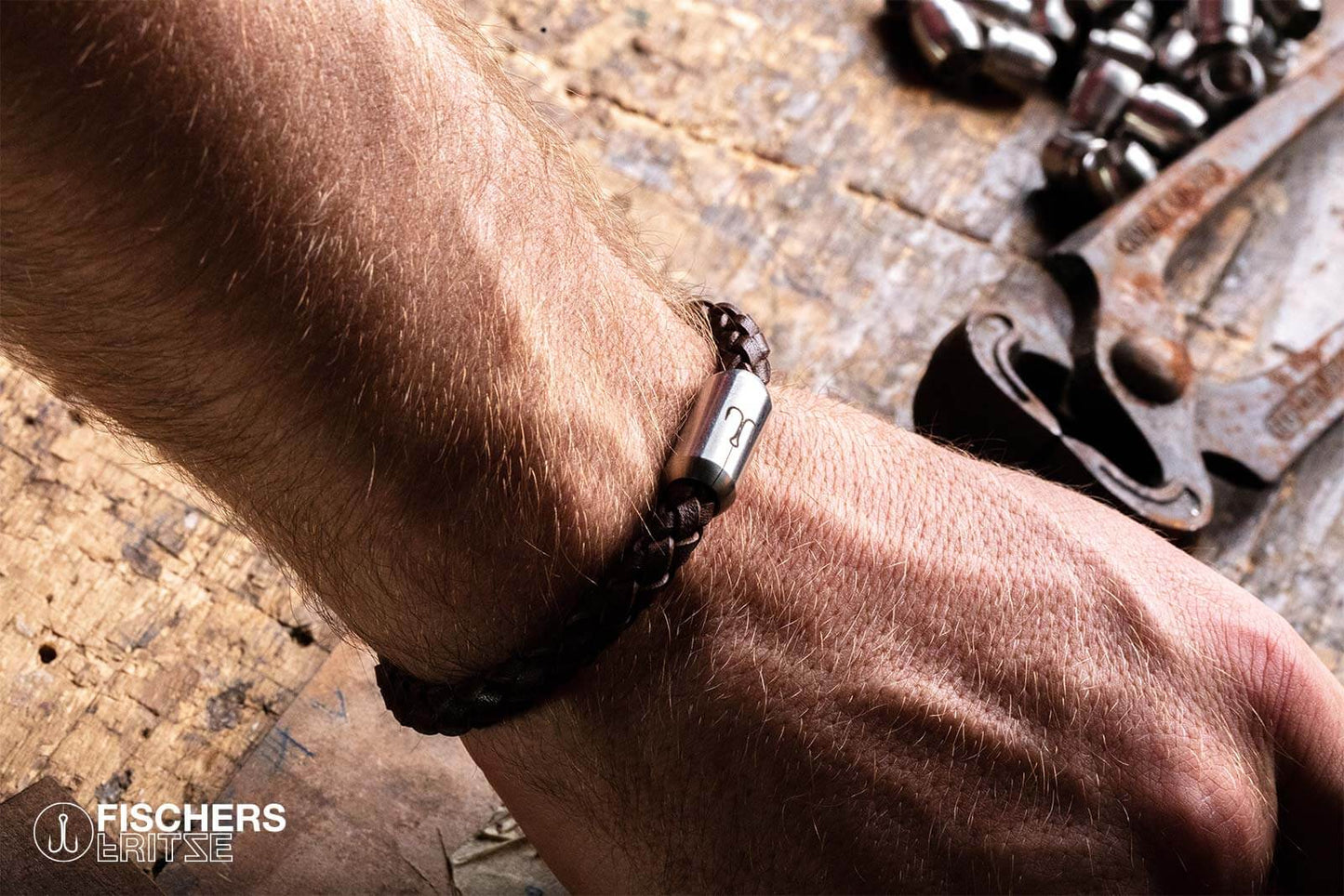 Leather crab fine - brown braided