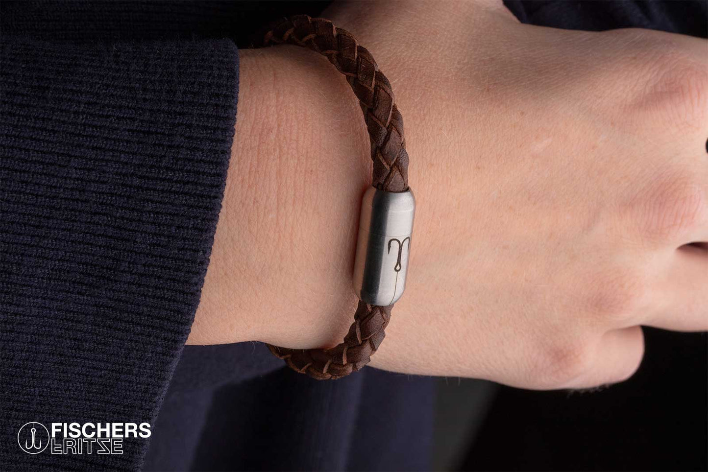 Leather crab fine - brown braided