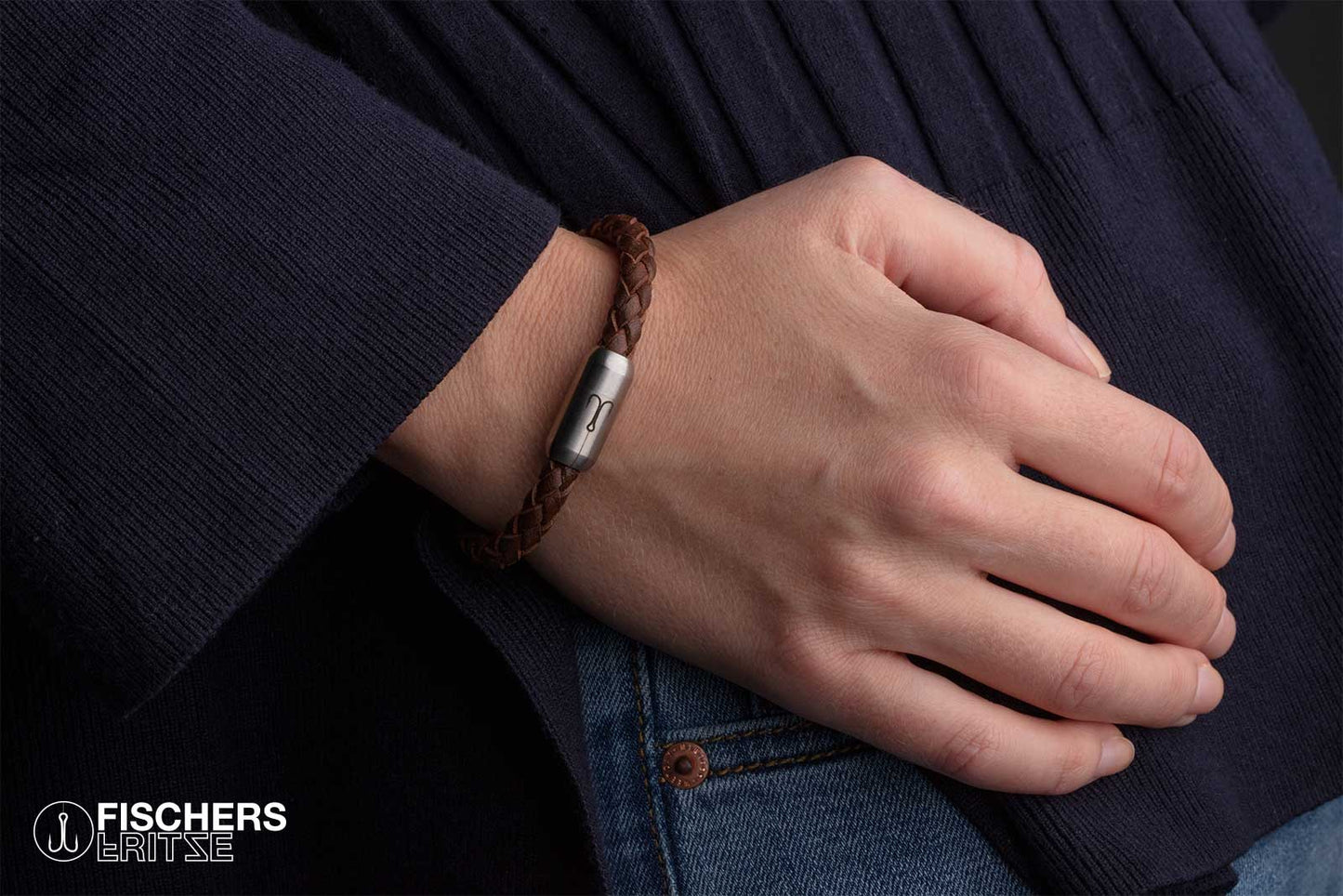 Leather crab fine - brown braided