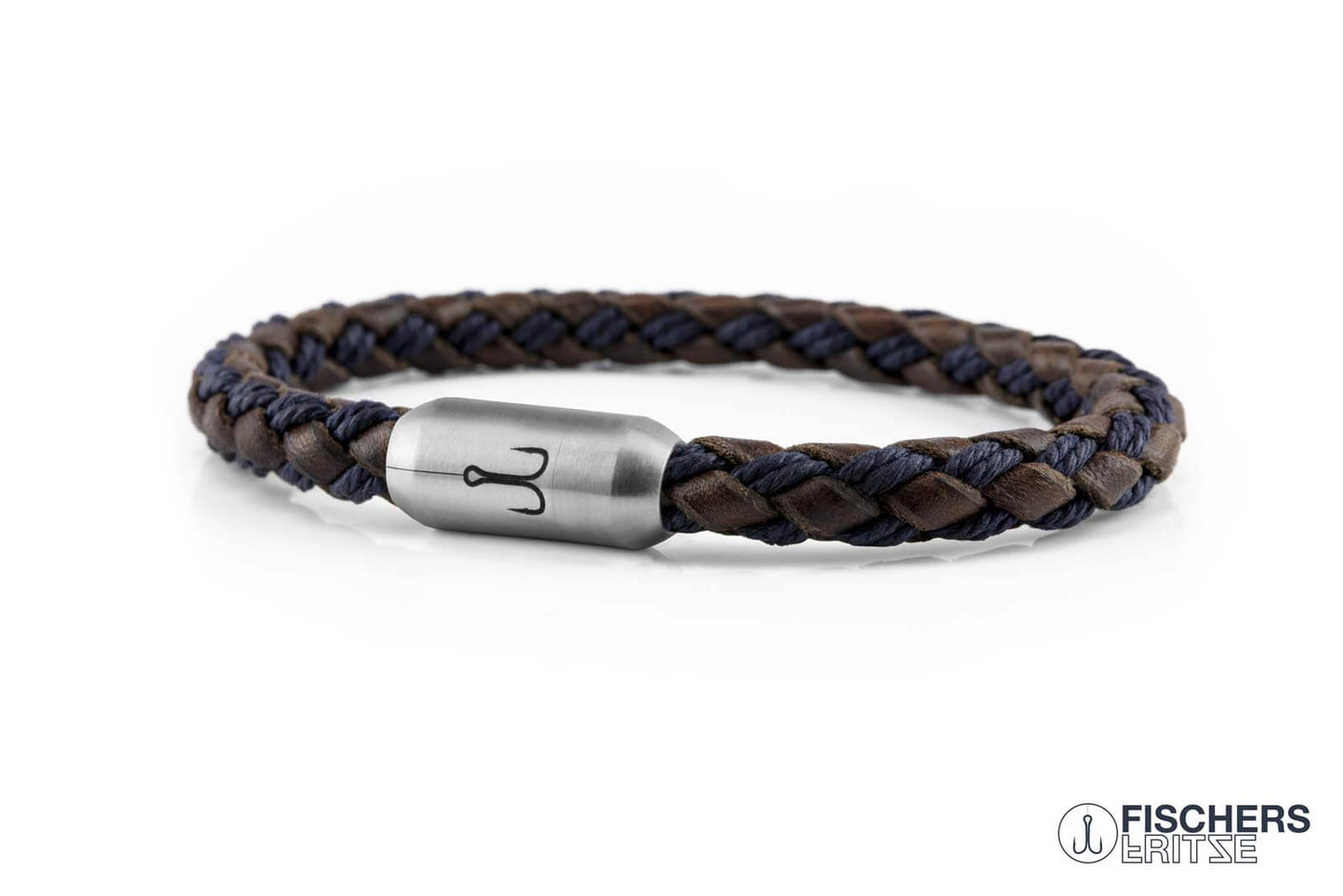 Leather crab franziska josefine - brown navy blue braided