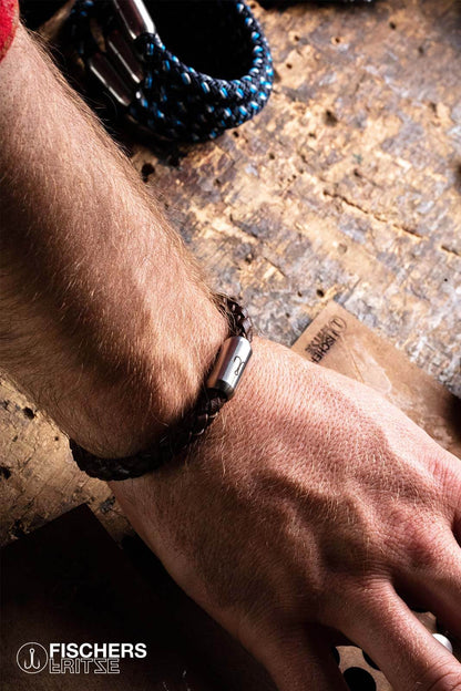 Leather crab fine - brown braided