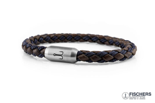 Leather crab franziska josefine - brown navy blue braided
