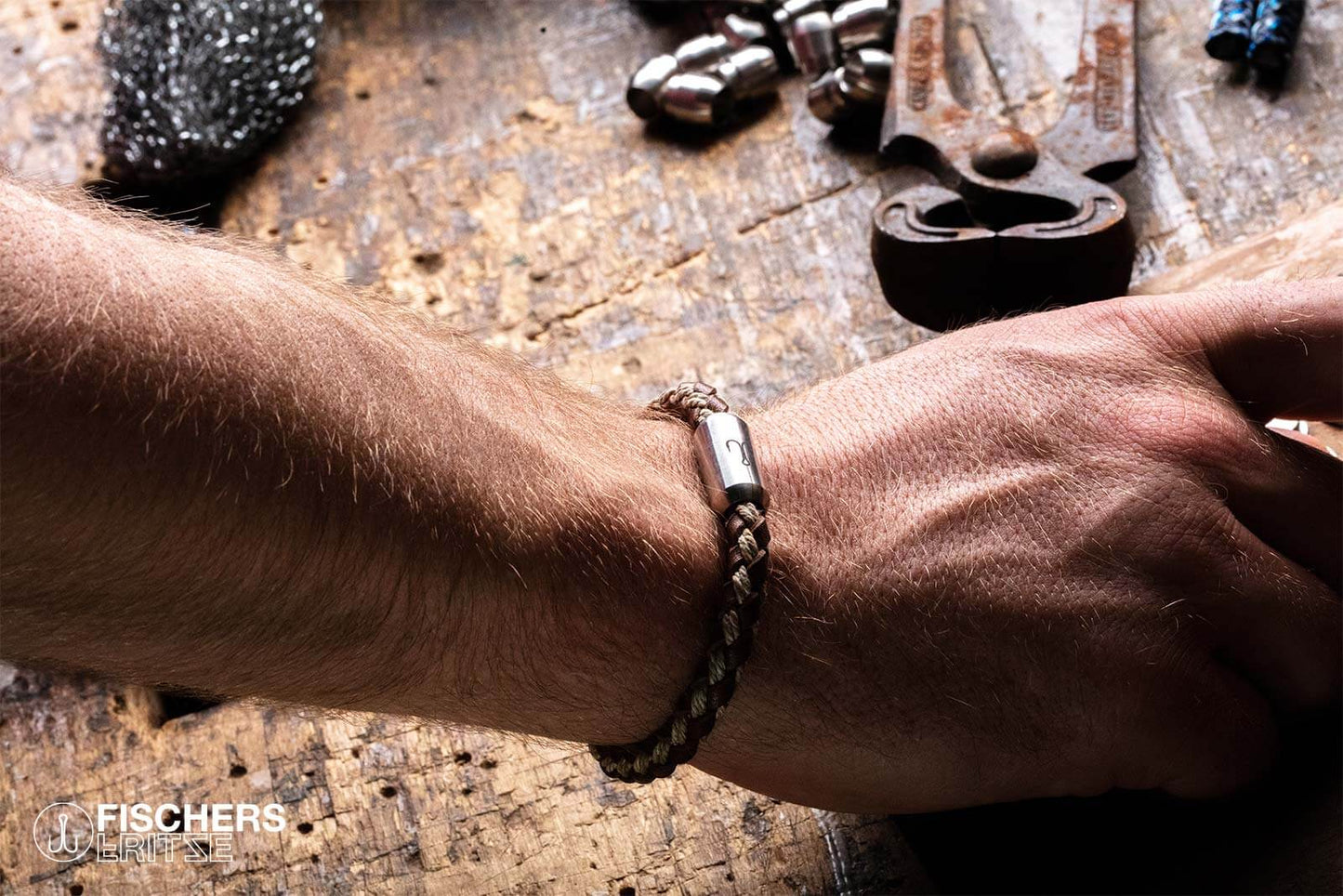 Leather crab fenja - brown nature braided