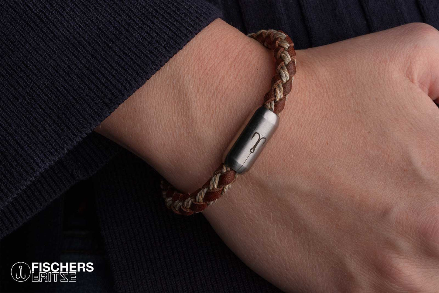 Leather crab fenja - brown nature braided