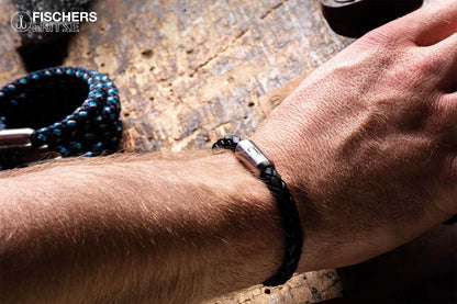Leather crab fernanda - black braided