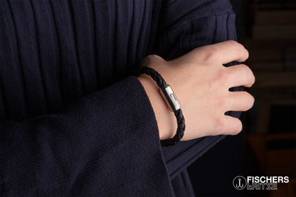 Leather crab fernanda - black braided