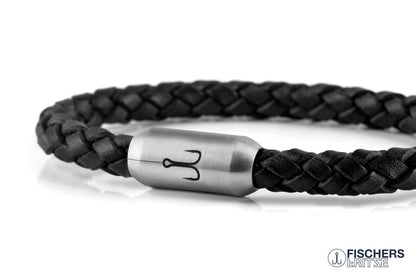 Leather crab fernanda - black braided