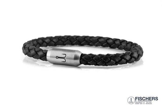 Leather crab fernanda - black braided