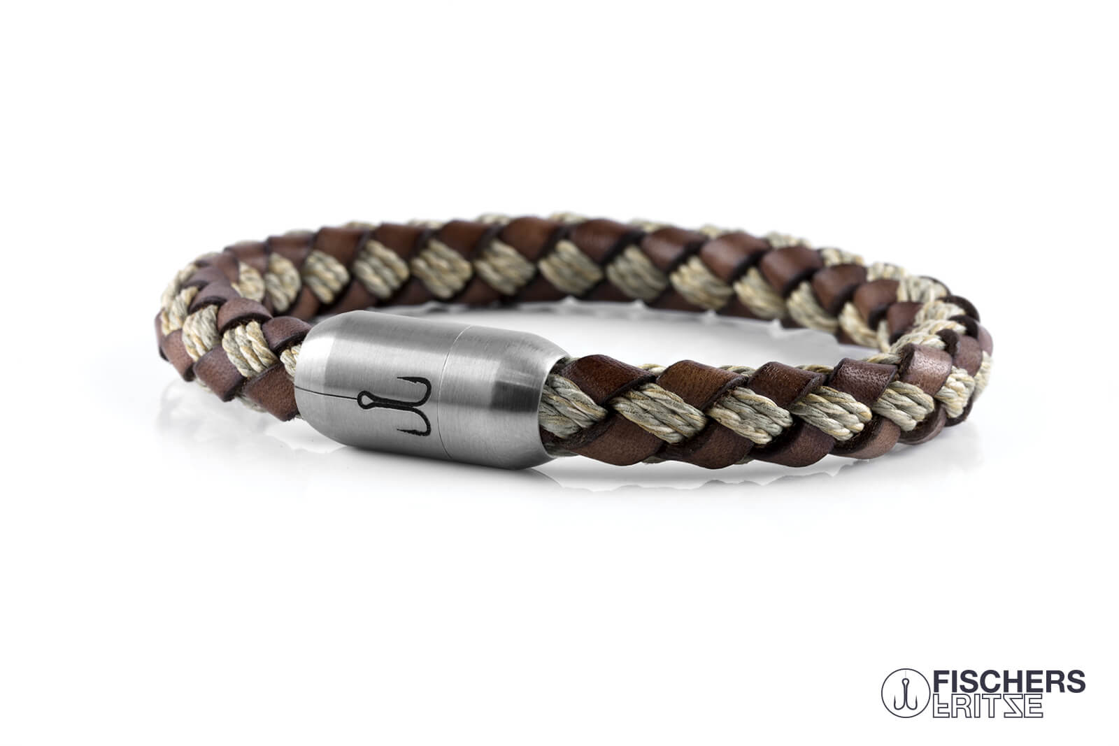 armband fischers fritze makrele schwarz bauwolle leder geflochten