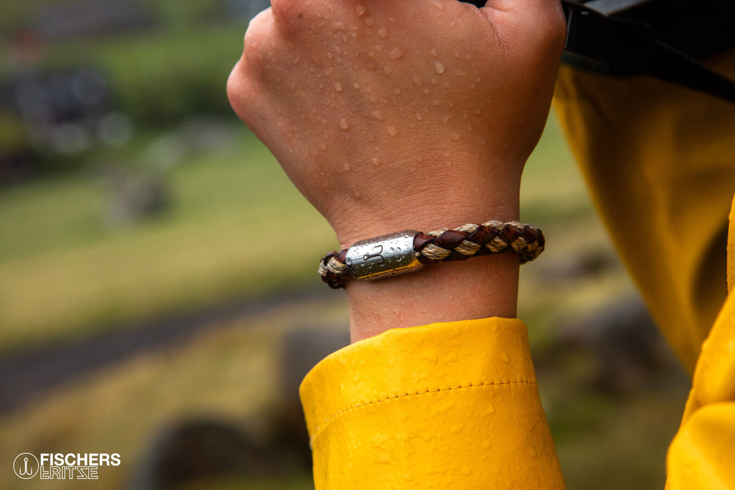 Leather mackerel fedor - brown nature braided