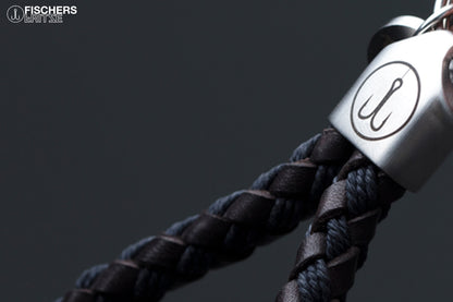 fischers fritze schluesselanhaenger keychain leder baumwolle franz josef braun marineblau detail